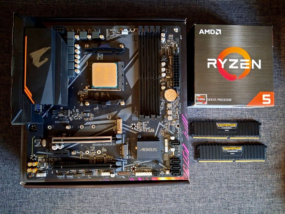 Ryzen 5 5600+ B550 Aorus+ 16Gb DDR4 Corsair комплект AM4