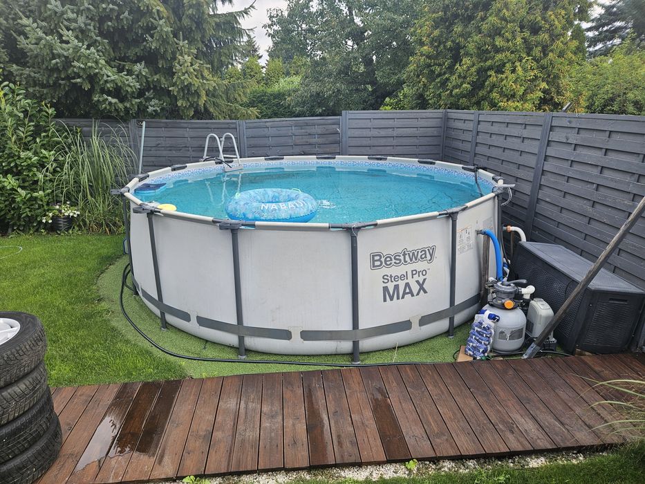 Basen ogrodowy pompa piaskowa z generatorem chloru odkurzacz basenowy