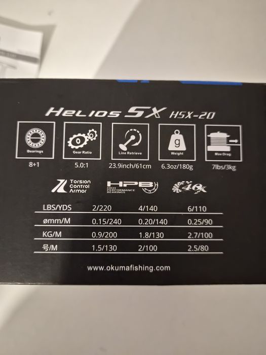 Carreto pesca Okuma Helios sx 20