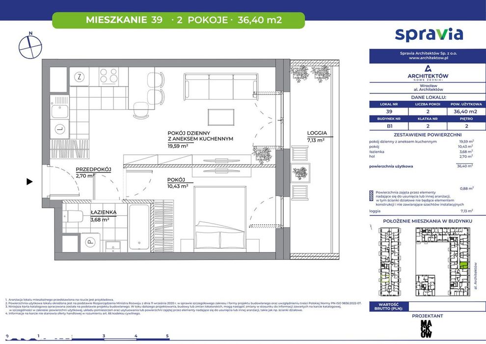 2-pokojowe mieszkanie 36 m² + loggia - Widok 2
