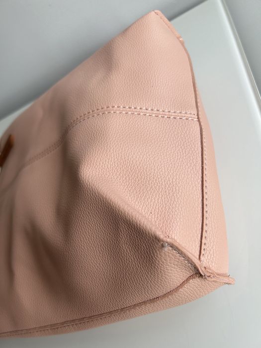 Nowa torebka shoperka T.K. Maxx pudrowy róż z brązowymi uchwytami