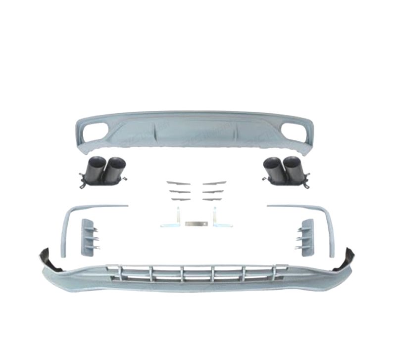 KIT CARROÇARIA AUDI Q8 18- LOOK ABT RSQ8 DIFUSOR + LIP FRONTAL + PONTEIRAS DE ESCAPE