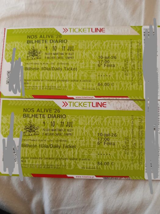 2 bilhetes para o Nos Alive
