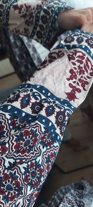 Wzorzyste kimono narzutka szlafrok 100% wiskoza Lindex L oversize