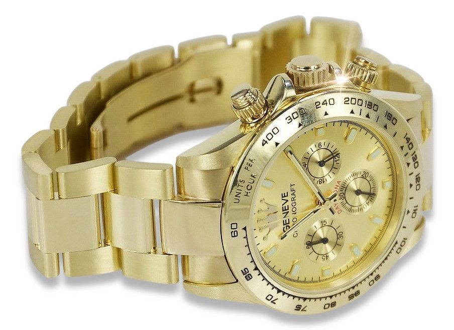 Złoty zegarek z bransoletą męski 14k Geneve mw014ydg&mbw017y Wrocław