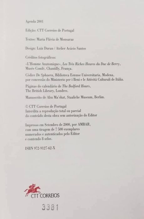 Agenda CTT - 2001 (contém emissão filatélica)