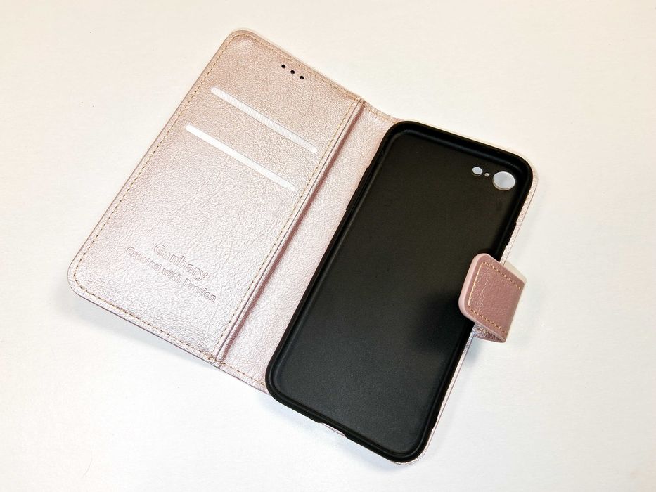 Z172 Etui Ganbary iPhone SE 2022/2020/8/7 Portfel Skóra Rose Gold