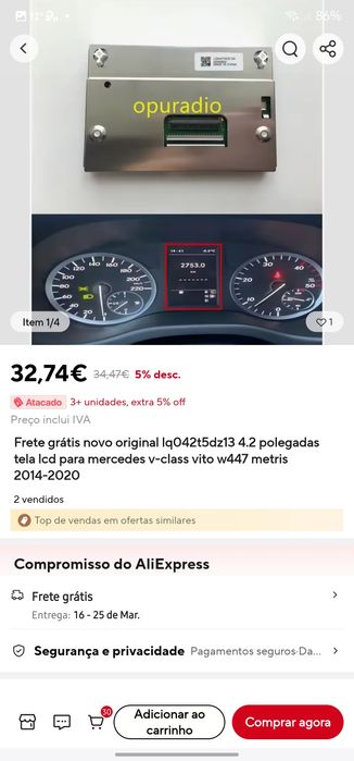 Display quadrante Mercedes Vito W447