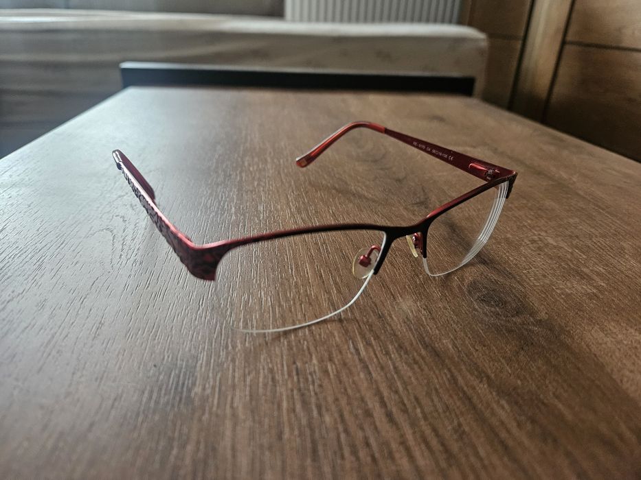 Okulary bordowe metalowe ramki damskie- 075, -0,5