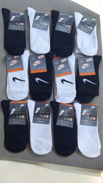 Високі шкарпетки NIKE з резинкою на стопі. 12 пар упаковка.