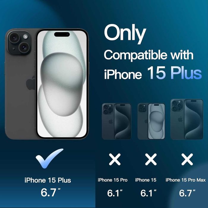 Etui do Smartfonu iPhone 15 Plus z szkłem hartowanym na ekran i aparat 5w1