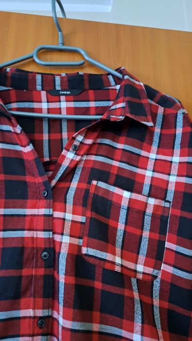 Czerwona Koszula w kratkę marki George rozmiar 50 5xl