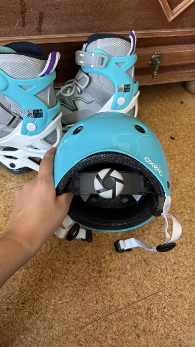 Kit completo de patins OXELO 35-38 + proteções + capacete