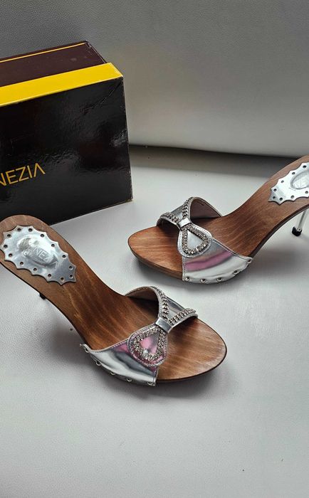 Venezia klapki srebrne roz 41