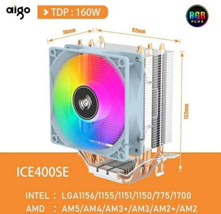 Кулер TEUCER P16 RGB 120мм./ Башня AIGO ICE 200PRO TDP 95 Вт