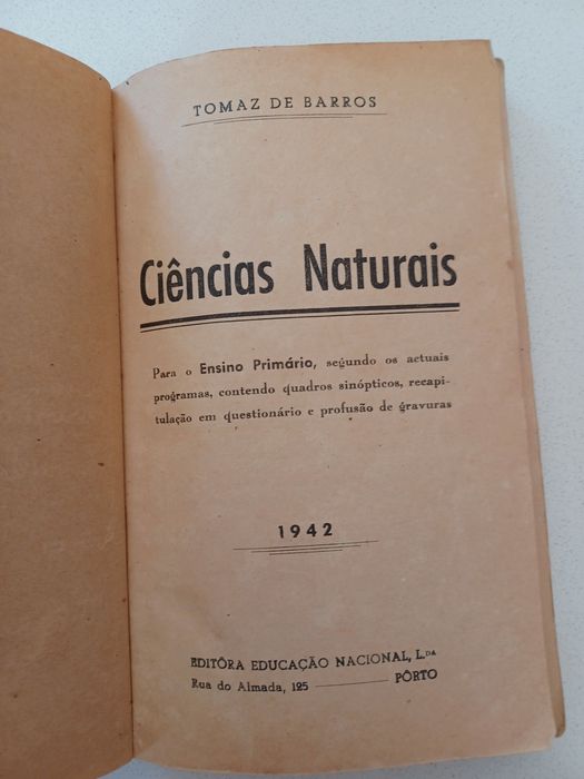Livro Ciências Naturais Ensino Primário de 1942