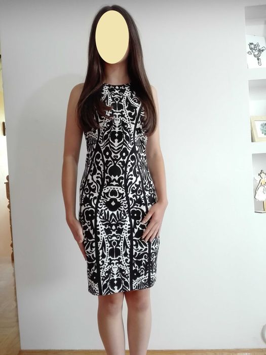 sukienka bawełniana bez rękawów, M, 38 z H&M, biało-czarna