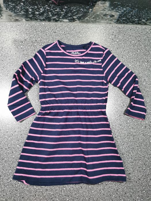 Sukienka roz 74 paski granatowa różowa Reserved