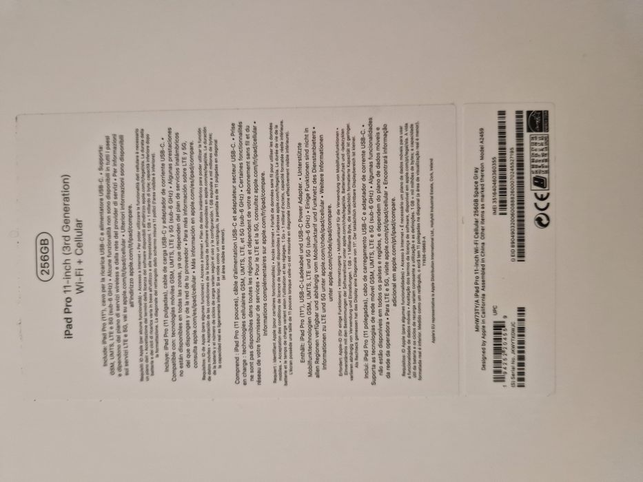 Ipad pro 11" 5G 256gb M1 fatura de 2022 com 3 anos garantia..