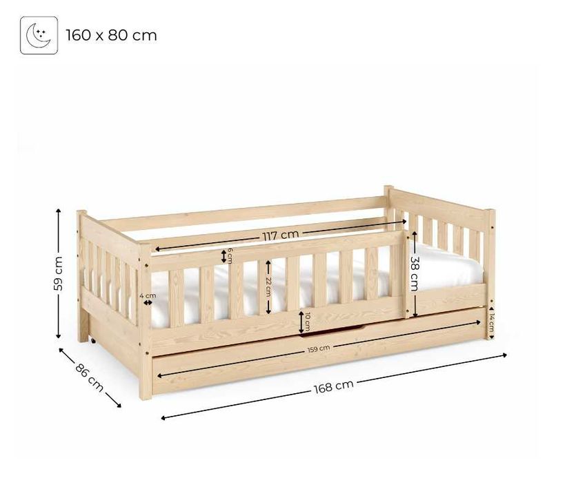 Łóżko dla dzieci niskie POLA 160x80