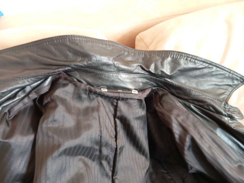 Плащ чоловічий довгий,теляча шкіра 5×5,розм.52,Euro Mod Studio Brisant