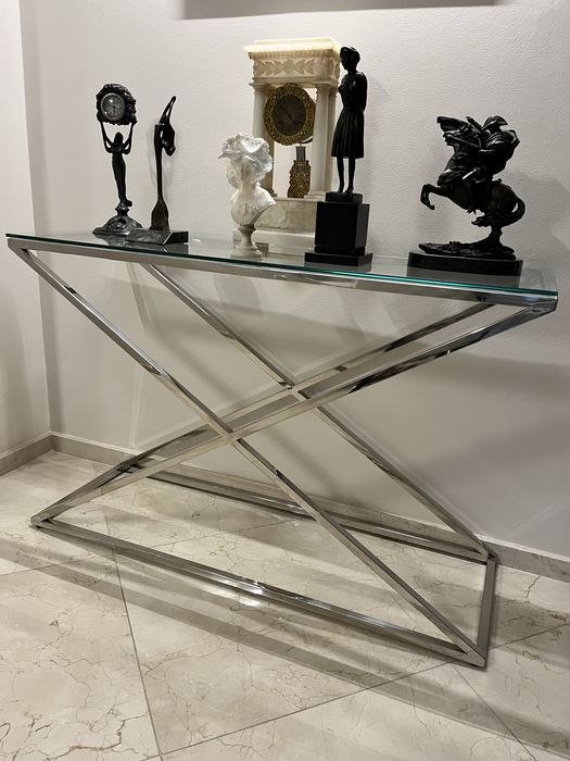 Konsola Westwing srebrno szklana