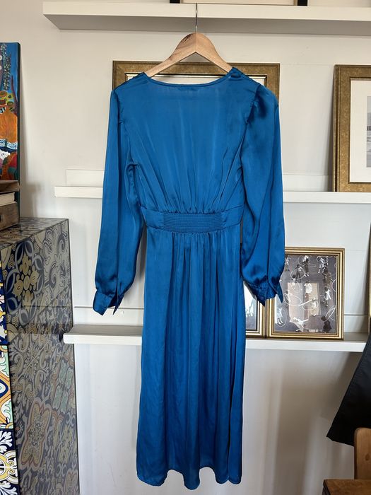 Niebieska długa sukienka Stradivarius 36 S do ziemi