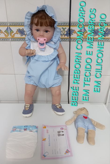 BONECA NOVA REBORN CILICONE MACIO e Corpo em Tecido. Bebé, Casa,Brincar,Quarto.
