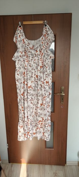 4XL 48 XXXL 46 sukienka na lato długa maxi kwiaty