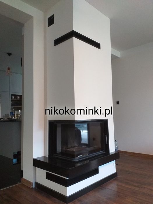 Kominki Kominek Narożny EKO z szybą boczną,montaż gratis
