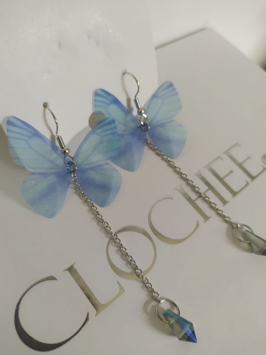 Kolczyki motyle motylki motyl niebieski błękitny NOWE wiszące