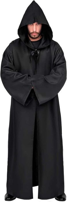 Túnica / Capa com Capuz Medieval XXL Preta