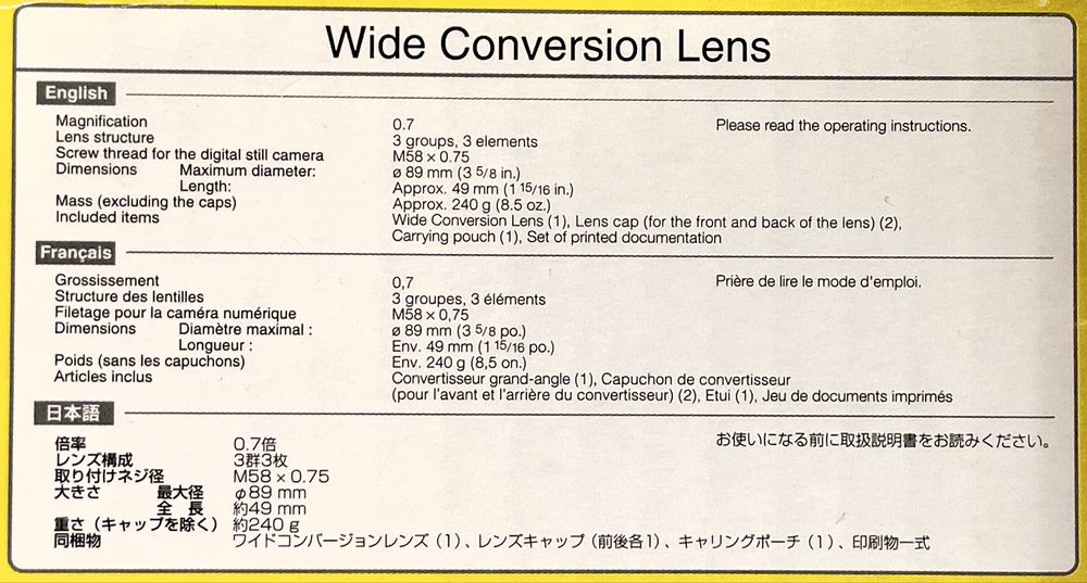 Nowy konwerter szerokokątny Sony VCL-DH0758 0.7x High Grade – Komplet!