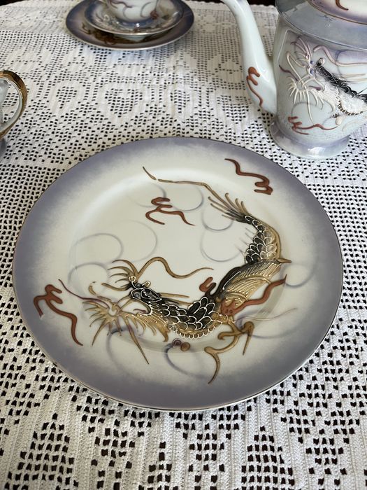 Serviço de Chá Japonês Vintage (21 Peças) - Dragonware c/ Litofanias de Gueixa