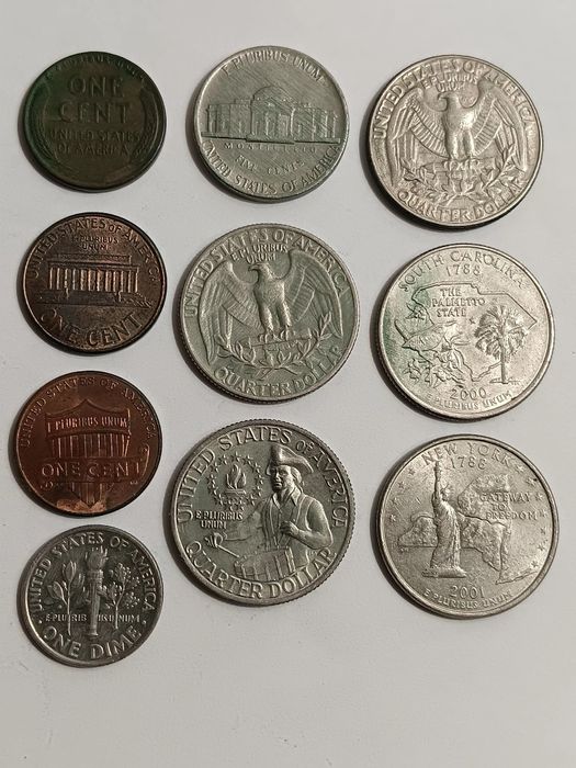 10 moedas diversas de moedas Americanas