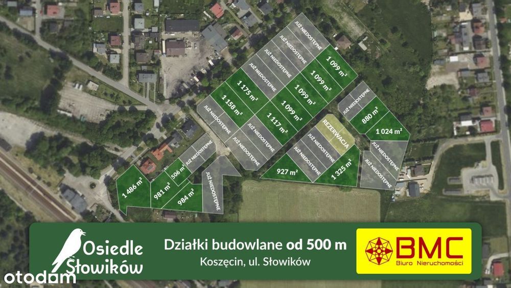 Działka budowlana Koszęcin 1117 m² Słowików - Widok 2
