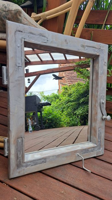 Lustro z duszą Retro Loft rękodzieło stare okno Vintage