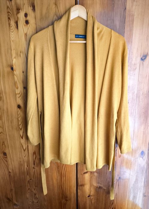 Zara S 36 M 38 kardigan narzutka wiązany miodowy