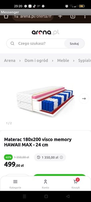 Sprzedam nowy materac na łóżko 180 do 20 km dowóz gratis*200