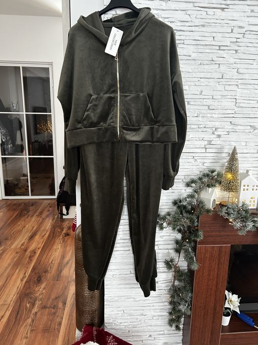 Dres welurowy S M L Juicy komplet dresowy rozpinany damski cyrkoni