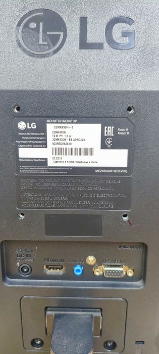 Монитор LG 22MK430H-B на запчасти. Матрица IPS 21.5" (HDMI, DP). к/з