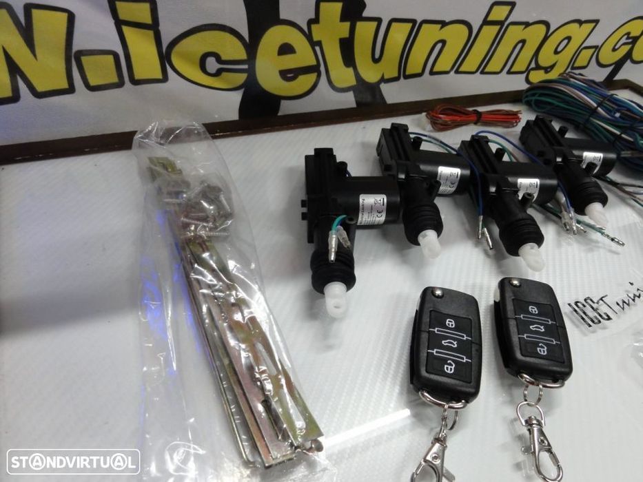 Kit fecho central universal + 4 pistolas + 2 comandos com chave retrátil tipo Audi / VW
