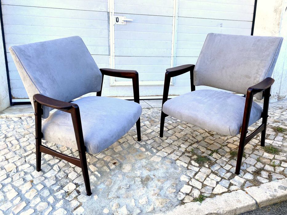 Par de cadeirões olaio vintage estofado de novo