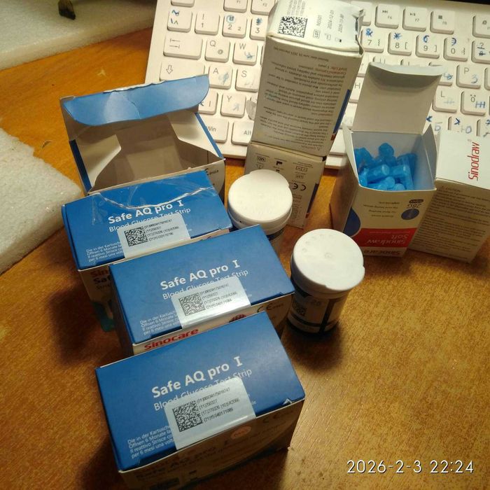 Sinocare Safe AQ pro I. Тестсмужки для вимірювання рівня цукру в крові