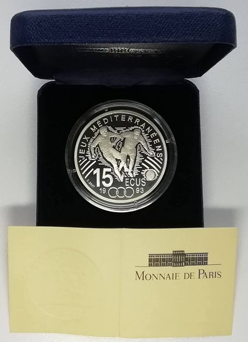 Франція 100 франків 1993р. Футбол! СРІБЛО. Пруф. Сертифікат