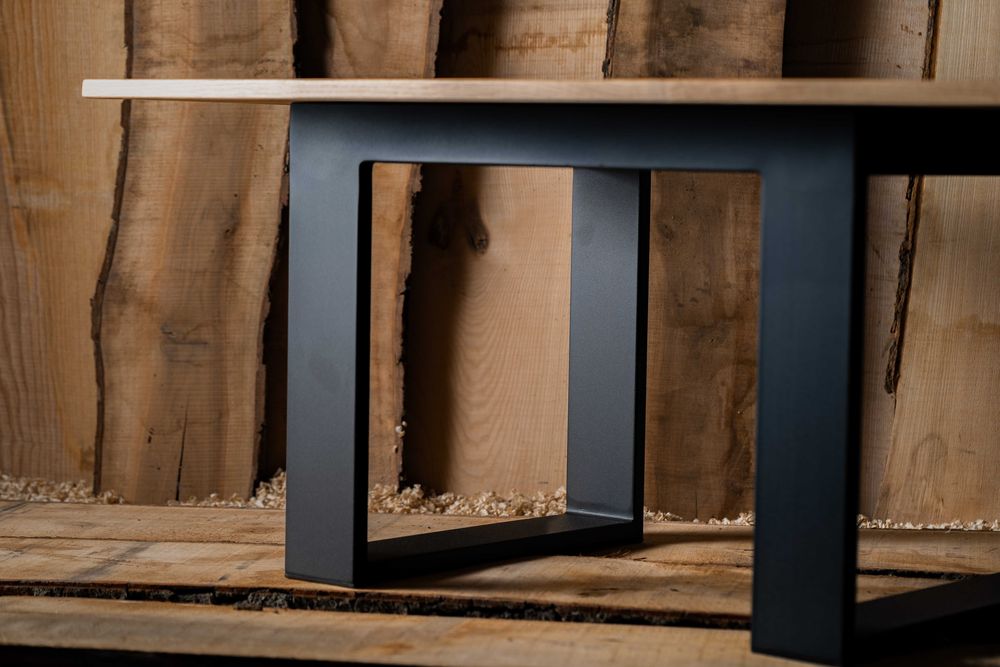 Stolik Kawowy Blat Dębowy Lite Drewno Ława do Salonu na Wymiar Dąb