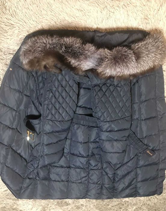 Длинное макси пальто пуховик с чернобуркой большой размер хххл