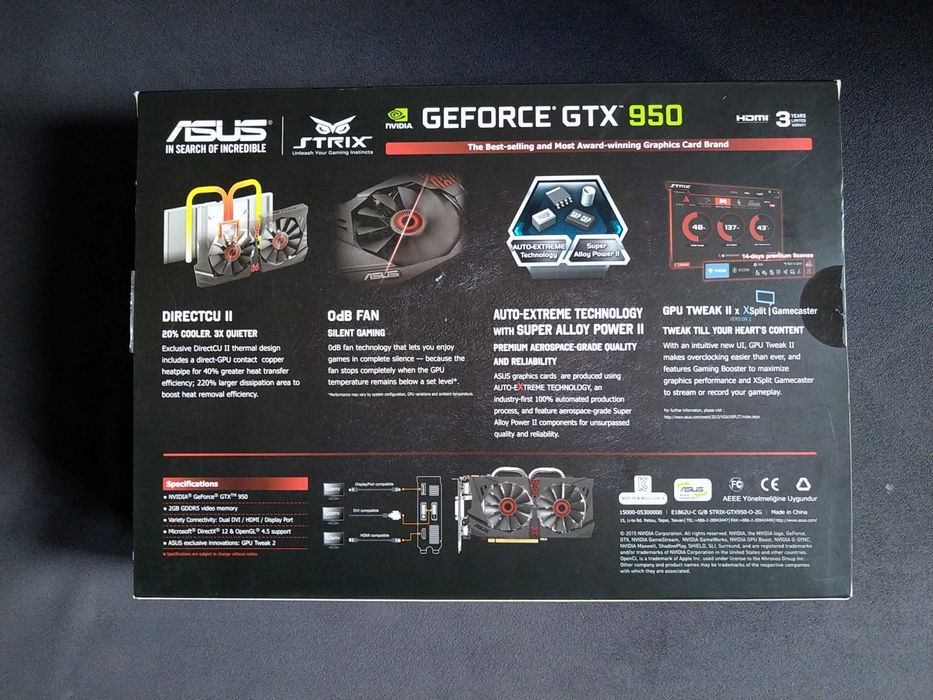 Asus Nvidia GTX 950 Strix, 2GB Ram DDR5, Gaming
