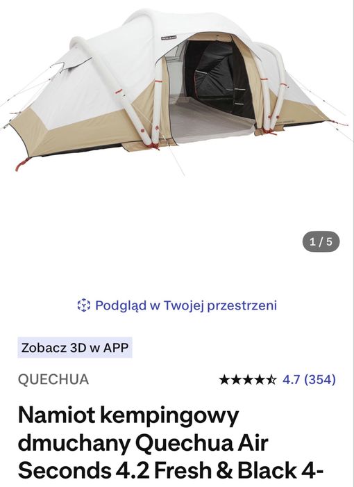 Namiot kempingowy dmuchany 4 osobowy