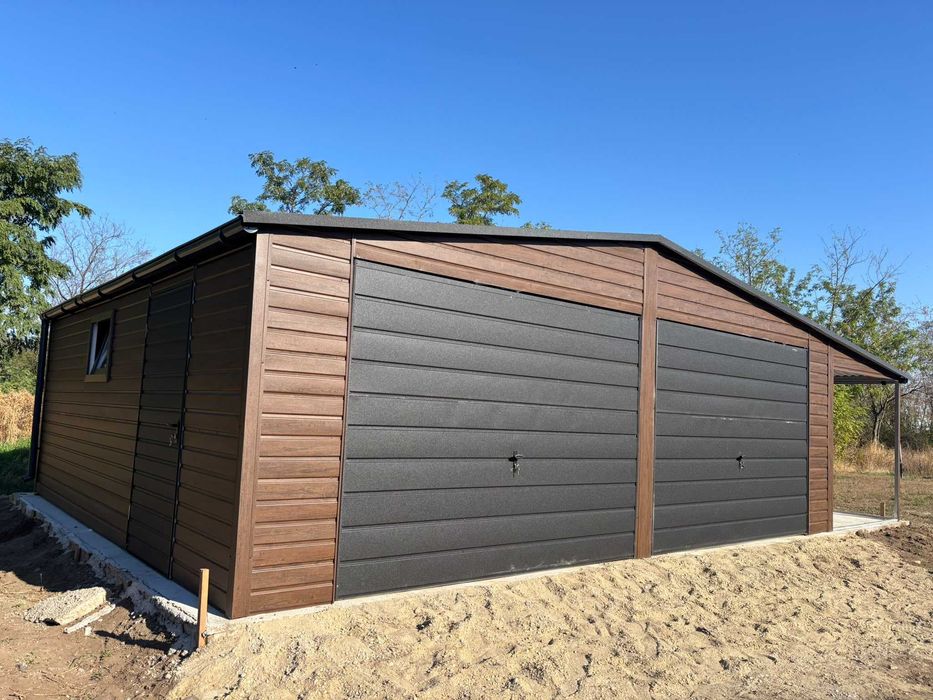 GARAŻ BLASZANY Garaże blaszane 7×6 m + WIATA 2 m blaszaki Profil